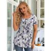 imageLONGYUAN Womens Tunic Tops 2025 Short Sleeve Shirts Summer Casual Tee Comfy Blouses S4XLGrey Purple Fl
