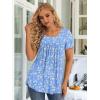 imageLONGYUAN Womens Tunic Tops 2025 Short Sleeve Shirts Summer Casual Tee Comfy Blouses S4XLLb White Flower