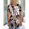 imageLONGYUAN Womens Tunic Tops 2025 Short Sleeve Shirts Summer Casual Tee Comfy Blouses S4XLLeafpink Flower