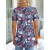imageLONGYUAN Womens Tunic Tops 2025 Short Sleeve Shirts Summer Casual Tee Comfy Blouses S4XLMixed Blue Redflower