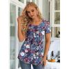 imageLONGYUAN Womens Tunic Tops 2025 Short Sleeve Shirts Summer Casual Tee Comfy Blouses S4XLMixed Blue Redflower