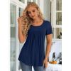 imageLONGYUAN Womens Tunic Tops 2025 Short Sleeve Shirts Summer Casual Tee Comfy Blouses S4XLNavy Blue