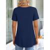imageLONGYUAN Womens Tunic Tops 2025 Short Sleeve Shirts Summer Casual Tee Comfy Blouses S4XLNavy Blue