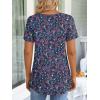 imageLONGYUAN Womens Tunic Tops 2025 Short Sleeve Shirts Summer Casual Tee Comfy Blouses S4XLNavy Blue Floral