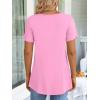 imageLONGYUAN Womens Tunic Tops 2025 Short Sleeve Shirts Summer Casual Tee Comfy Blouses S4XLPink