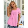 imageLONGYUAN Womens Tunic Tops 2025 Short Sleeve Shirts Summer Casual Tee Comfy Blouses S4XLPink