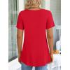 imageLONGYUAN Womens Tunic Tops 2025 Short Sleeve Shirts Summer Casual Tee Comfy Blouses S4XLRed