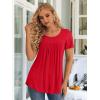 imageLONGYUAN Womens Tunic Tops 2025 Short Sleeve Shirts Summer Casual Tee Comfy Blouses S4XLRed