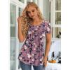 imageLONGYUAN Womens Tunic Tops 2025 Short Sleeve Shirts Summer Casual Tee Comfy Blouses S4XLRedpurple Flower