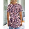imageLONGYUAN Womens Tunic Tops 2025 Short Sleeve Shirts Summer Casual Tee Comfy Blouses S4XLRedpurple Flower