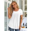 imageLONGYUAN Womens Tunic Tops 2025 Short Sleeve Shirts Summer Casual Tee Comfy Blouses S4XLWhite