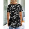 imageLONGYUAN Womens Tunic Tops 2025 Short Sleeve Shirts Summer Casual Tee Comfy Blouses S4XLWhite Black Flower