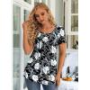 imageLONGYUAN Womens Tunic Tops 2025 Short Sleeve Shirts Summer Casual Tee Comfy Blouses S4XLWhite Lily