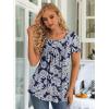 imageLONGYUAN Womens Tunic Tops 2025 Short Sleeve Shirts Summer Casual Tee Comfy Blouses S4XLWhite Sunflower