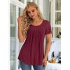 imageLONGYUAN Womens Tunic Tops 2025 Short Sleeve Shirts Summer Casual Tee Comfy Blouses S4XLWine Red