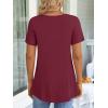 imageLONGYUAN Womens Tunic Tops 2025 Short Sleeve Shirts Summer Casual Tee Comfy Blouses S4XLWine Red