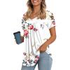 imageLONGYUAN Womens Tunic Tops 2025 Short Sleeve Shirts Summer Casual Tee Comfy Blouses S4XLFloral White