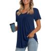 imageLONGYUAN Womens Tunic Tops 2025 Short Sleeve Shirts Summer Casual Tee Comfy Blouses S4XLNavy Blue