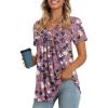 imageLONGYUAN Womens Tunic Tops 2025 Short Sleeve Shirts Summer Casual Tee Comfy Blouses S4XLRedpurple Flower