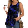 imageLONGYUAN Womens Tank Tops 2025 Summer Tunics Casual Sleeveless Shirts Ladies Loose Fit Blouses S4XL1blue Flower
