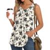 imageLONGYUAN Womens Tank Tops 2025 Summer Tunics Casual Sleeveless Shirts Ladies Loose Fit Blouses S4XLBlack Flower White