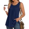imageLONGYUAN Womens Tank Tops 2025 Summer Tunics Casual Sleeveless Shirts Ladies Loose Fit Blouses S4XLNavy Blue