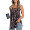 imageLONGYUAN Womens Tank Tops Summer Sleeveless Tunic Square Neck S4XLAblack Litte Fl
