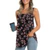 imageLONGYUAN Womens Tank Tops Summer Sleeveless Tunic Square Neck S4XLAfl Gypsophila Black