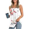 imageLONGYUAN Womens Tank Tops Summer Sleeveless Tunic Square Neck S4XLAfloral White