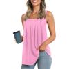 imageLONGYUAN Womens Tank Tops Summer Sleeveless Tunic Square Neck S4XLApink