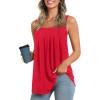 imageLONGYUAN Womens Tank Tops Summer Sleeveless Tunic Square Neck S4XLAred