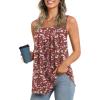 imageLONGYUAN Womens Tank Tops Summer Sleeveless Tunic Square Neck S4XLAred White Fl