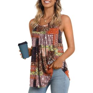imageLONGYUAN Womens Tank Tops 2025 Summer Tunics Casual Sleeveless Shirts Ladies Loose Fit Blouses S4XLColor Block Mixing