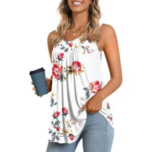 imageLONGYUAN Womens Tank Tops 2025 Summer Tunics Casual Sleeveless Shirts Ladies Loose Fit Blouses S4XLFl White