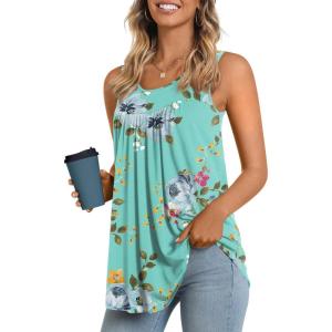 imageLONGYUAN Womens Tank Tops 2025 Summer Tunics Casual Sleeveless Shirts Ladies Loose Fit Blouses S4XLMint Green