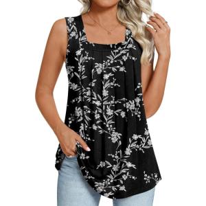 imageLONGYUAN Womens Tank Tops Summer Sleeveless Tunic Square Neck S4XLAblack Carving