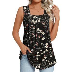 imageLONGYUAN Womens Tank Tops Summer Sleeveless Tunic Square Neck S4XLAblack Winter Fl