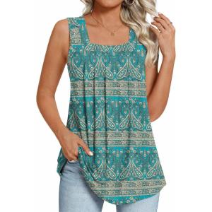 imageLONGYUAN Womens Tank Tops Summer Sleeveless Tunic Square Neck S4XLAblue Khaki