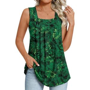 imageLONGYUAN Womens Tank Tops Summer Sleeveless Tunic Square Neck S4XLAleaf Green