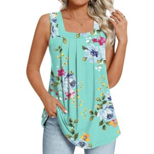 imageLONGYUAN Womens Tank Tops Summer Sleeveless Tunic Square Neck S4XLAmint Green