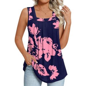 imageLONGYUAN Womens Tank Tops Summer Sleeveless Tunic Square Neck S4XLArose Silhouette