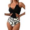 imageCHICWISH Women Bikini Sets Swimsuits Ruched Knot Front Two Piece Bathing SuitBlack
