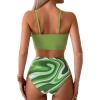 imageCHICWISH Women Bikini Sets Swimsuits Ruched Knot Front Two Piece Bathing SuitGreen