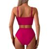 imageCHICWISH Women Bikini Sets Swimsuits Ruched Knot Front Two Piece Bathing SuitHot Pink