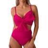 imageCHICWISH Women Bikini Sets Swimsuits Ruched Knot Front Two Piece Bathing SuitHot Pink