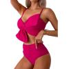 imageCHICWISH Women Bikini Sets Swimsuits Ruched Knot Front Two Piece Bathing SuitHot Pink