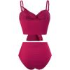 imageCHICWISH Women Bikini Sets Swimsuits Ruched Knot Front Two Piece Bathing SuitHot Pink