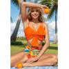 imageCHICWISH Women Bikini Sets Swimsuits Ruched Knot Front Two Piece Bathing SuitOrange