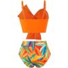 imageCHICWISH Women Bikini Sets Swimsuits Ruched Knot Front Two Piece Bathing SuitOrange