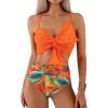 imageCHICWISH Women Bikini Sets Swimsuits Ruched Knot Front Two Piece Bathing SuitOrange